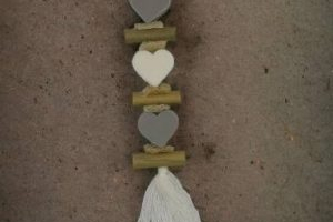 Brin de lavande tresse 2  coeurs gris 1 coeur amande 